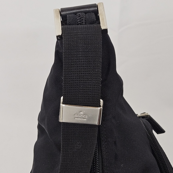 Gucci Crossbody Messenger Bag In Black Nylon And Leather With Silver Accents - Picture 5 of 15